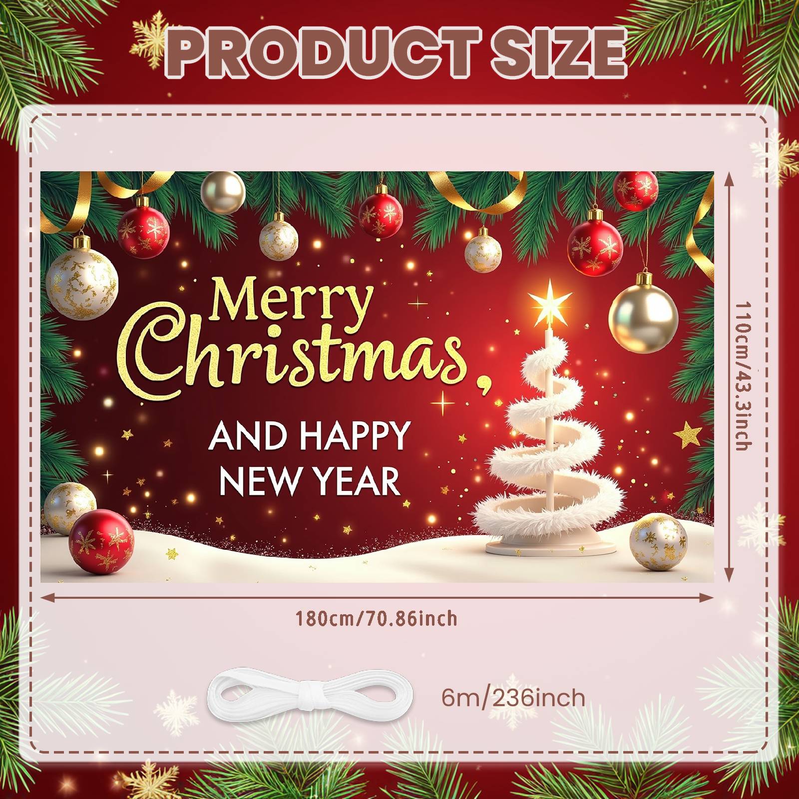 

New Year Banner Festive Design Merry Christmas Banner Xmas Banner Spiral Christmas Tree For Holiday Gathering Christmas Eve