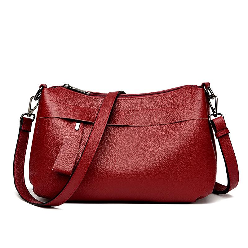 Genuine Leather Bag Middle-aged Mom Bag Fashionable Single-shoulder Bag Versatile Cowhide High-quality Crossbody Bag