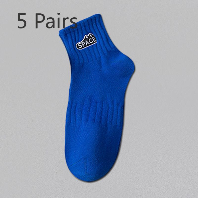 

5 пар мужских летних тонких хлопковых спортивных носков, впитывающих пот и дезодорирующих 5 Pairs синий