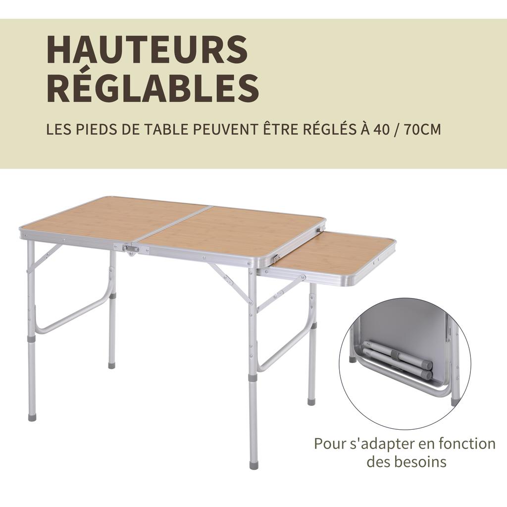 3ft Aluminium MDF-Top Folding Picnic Table Portable Camping Table