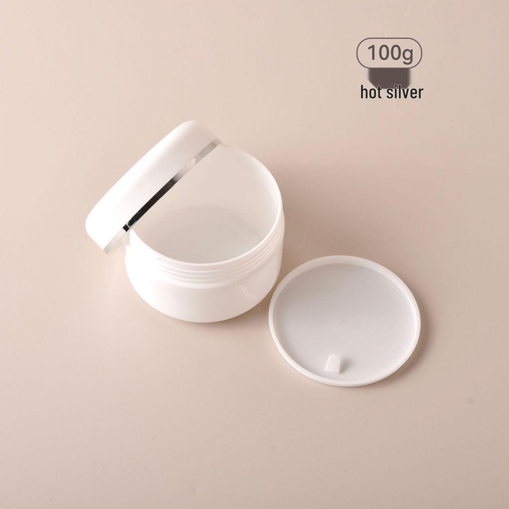 PP Cremetiegel mit Silberrand - Nachfüllbare Behälter (250g, 100g, 50g, 20g) Heißfolienprägung Creme-Box.