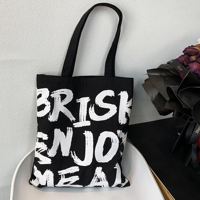 

Женская холщовая сумка-тоут большой вместимости в корейском стиле - Универсальная, стильная сумка для покупок на молнии