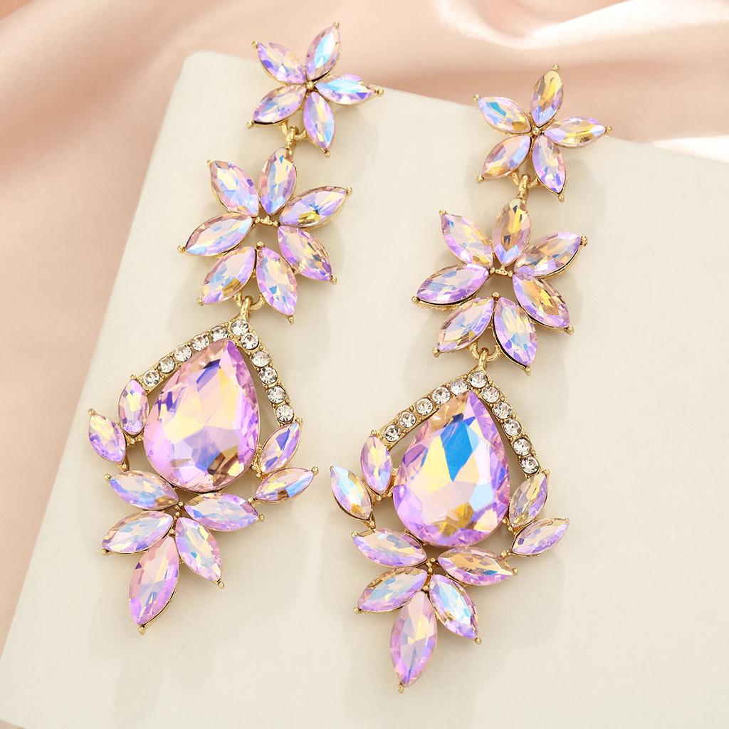 Modern Geometric Alloy Drop Earrings With Sparkling Crystals For Women Fashion Jewelry