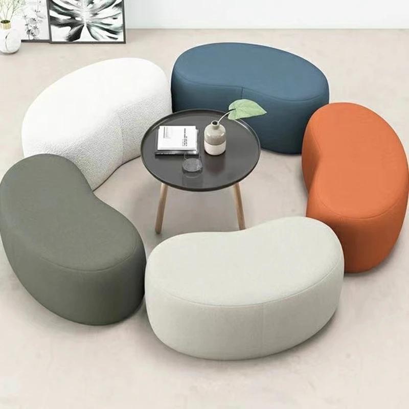 Ottoman Fashion Curved Seat Cushion Dressing Makeup Shoe Stool Pouf Soft Fleece Bench Adutls Baby Kids Gift Home Decor Furniture