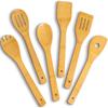 IOOLEEM Bamboo Wooden Spoons for Cooking 6 Pcs 12 Inch, Non-Stick Wooden Kitchen Utensils Set, Natural and Durable Wooden Spatula Spoons for