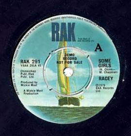 7inch Record RACEY - Some Girls RAK291PROMO RAK 1979 UK Rock Used