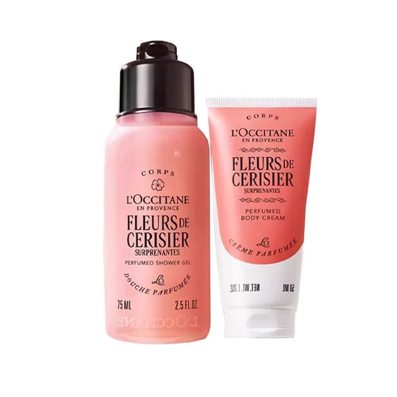 L occitane Fleurs De Cerisier (Formerly Cherry Blossom) Travel Set Moisturizing Cream 50 ml+Bath Gel 75 ml