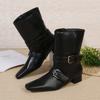 Fashion Women Heeled Ankle Boots 2025 Winter Suede Fashion Buckle Shoes Designer Elegant Short Boots Dress Pumps New Classical Zapatos
