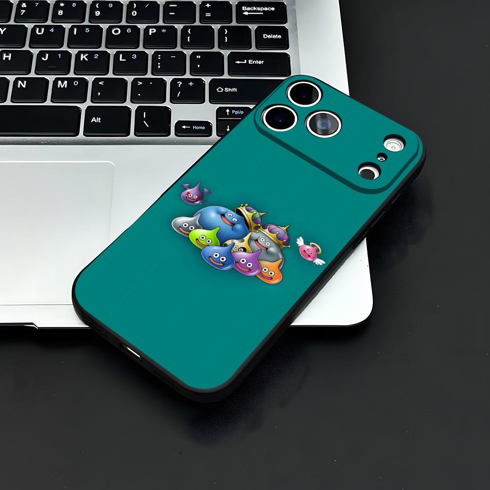 D-dragon Q-Quest Slime Phone Case For IPhone 17 Air 16 E Pro Max 15 14 13 Mini 12 Pro 11 Max Plus Black Soft Shell