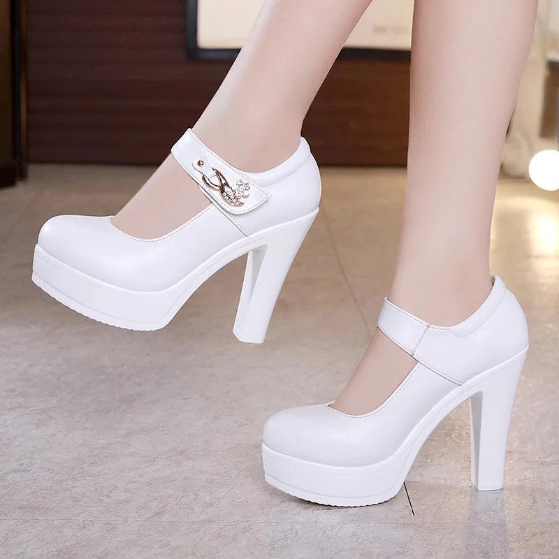 

10cm Plus Small Size 32-43 Elegant Thick Bottom Platform Pumps 2025 Spring Block High Heels Shoes for Dress Wedding Model Party 32