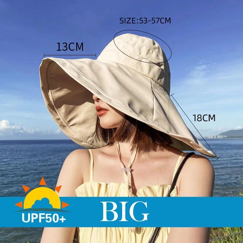 Brede rand UPF 50+ zonnehoed voor dames, anti-UV-bescherming, wandel-visserspet, opvouwbare zomer, effen strandhoed, 2024, dubbelzijdige zonnehoed