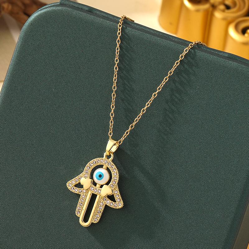 Beliebte Halskette mit blauem bösen Blick aus Titanstahl für Damen – Vielseitiger und personalisierter Schlüsselbeinkettenschmuck