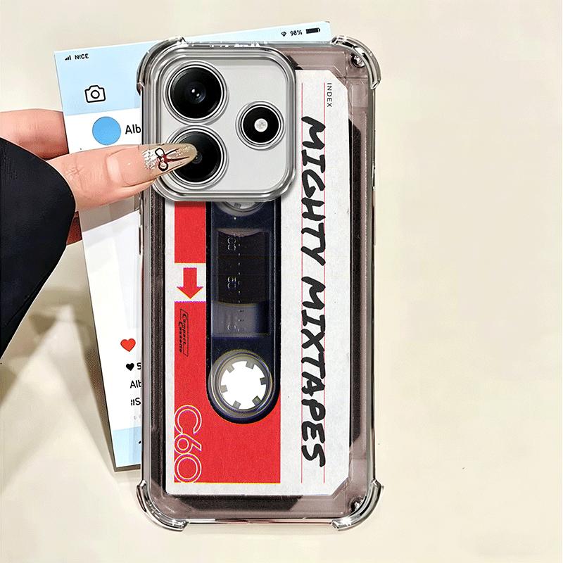 Vintage 90S Cassette Tape Pattern Plating Phone Case For Xiaomi Poco X5 X6 X7 X8 Pro Max F8 Ultra F7 M8 M7 M5S Redmi 15C 15 14C