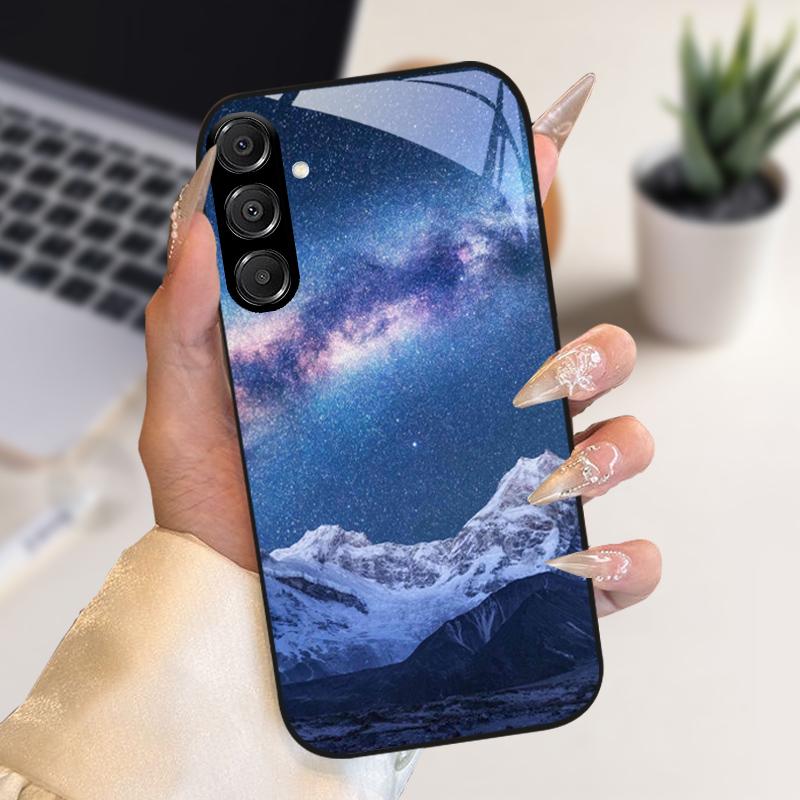 Fashion Coque For Samsung A55 A56 Case A25 A26 Tempered Glass Phone Cover For Galaxy A15 A35 A36 Hard PC Glass Protective Fundas