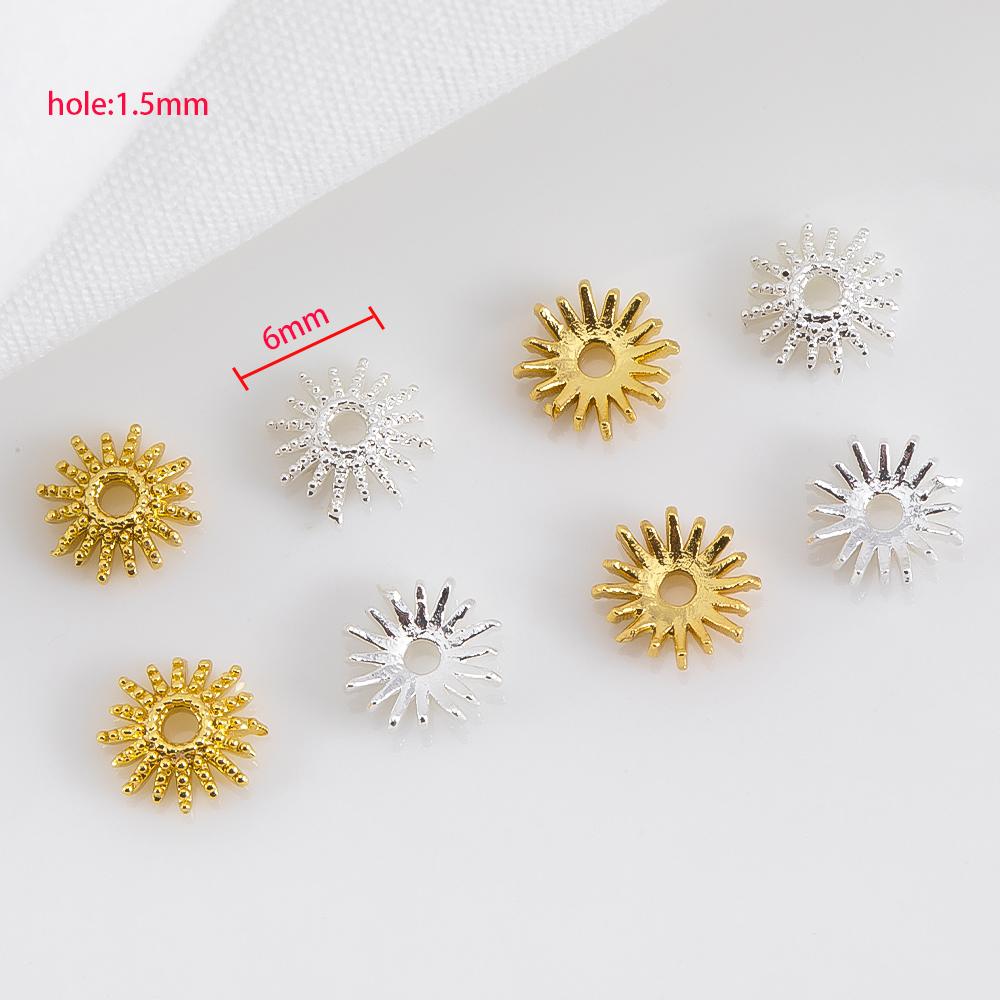 20pcs 40pcs 18K Gold Plated Sunflower Bead Cap 6mm Caps for Bracelets Bead Spacer Jewelry Making Supplies DIY Beaded Accessories