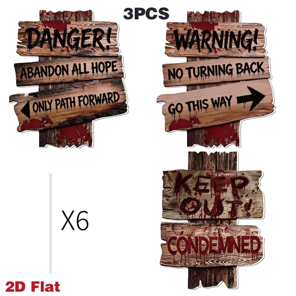 Horror Warning Halloween Garden Stake Sign for Outdoor Decoration