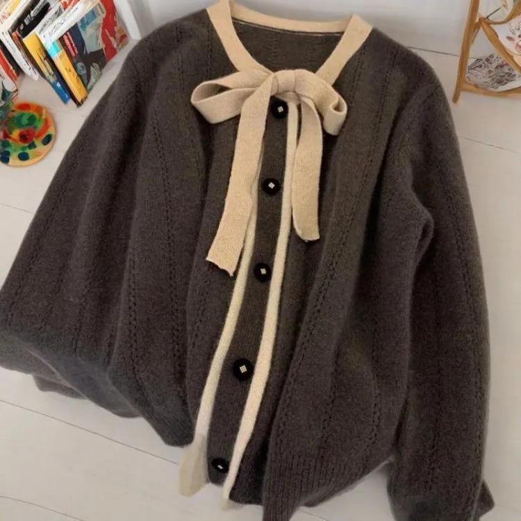 

Winter Women Oversize Sweaters Coat Thickened Fleece Cardigan Solid Color Loose Long Sleeve Knit L серый