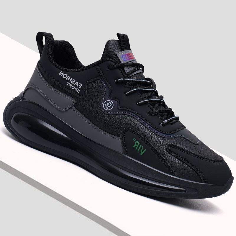 Men s shoes spring and autumn black breathable men s leather sneakers soft-soled casual shoes men s trend 38 sneaker size