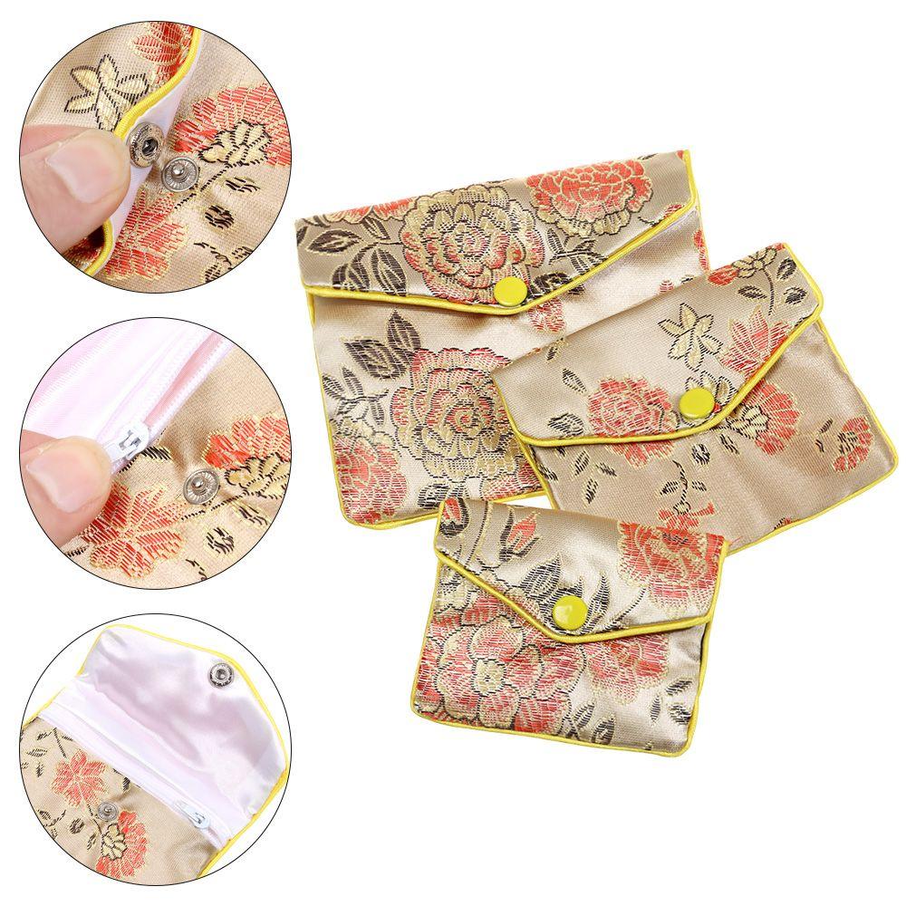 Brocade Portable Handmade Zipper Jewelry Bag Storage Pouch Snap Case Embroidery Bag