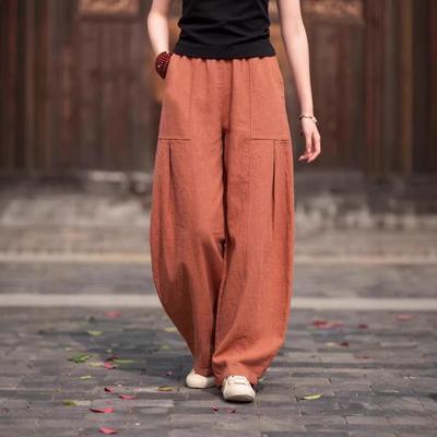 2026 Spring/Summer Artistic Cotton Linen Women's Slimming Casual Lantern Pants