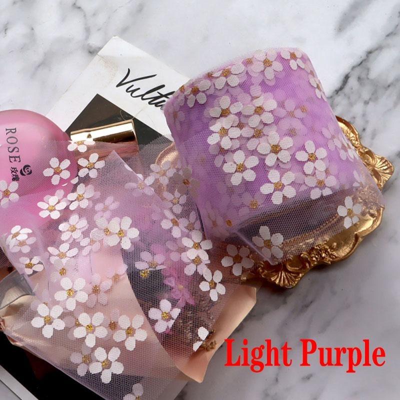 6cm 25Yards Floret Tulle Chrysanthemum Ribbon Roll DIY Handmade Craft Hair Ornament Baking Cherry Blossoms Printed Mesh Supplies