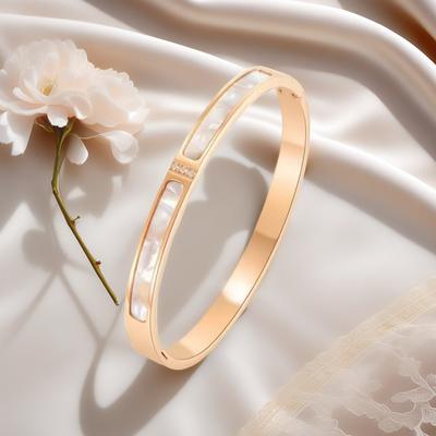 Bracelet en Nacre Rose pour Femme Trois Boucles Simples à la Mode Tempérament Bracelet