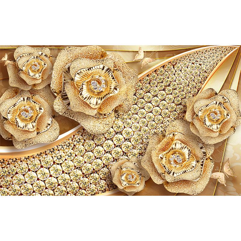 European Style 3D Stereo Diamond Flower Jewelry Wallpaper Living Room TV Sofa Bedroom Luxury Home Decor Wall Papers Photo Murals