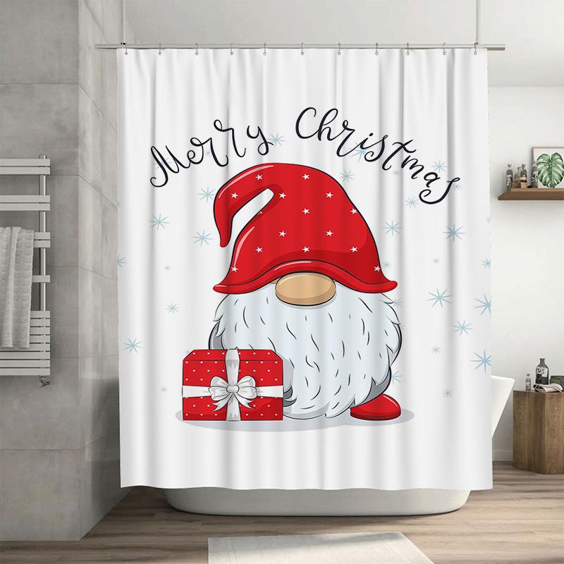 

Tuniu Charming Christmas Gnome Bathroom Shower Curtain Festive Holiday Decor Cute Holiday Gifting Forest Spirit Home Textile Wat W60H190(CM)-1 Pcs