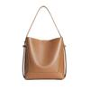 Versatile tote shoulder bag, genuine leather women's high-end sense exquisite large-capacity messenger bucket bag