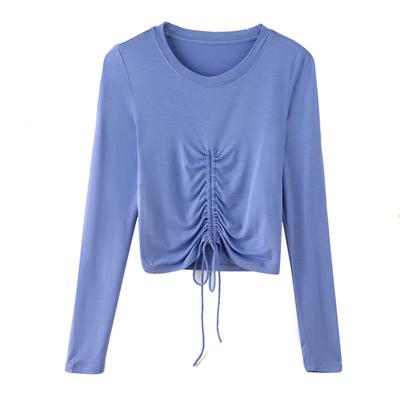 Spring Women'S New Long-Sleeved Women'S Round Neck Solid Color Outer Wear Bottoming Shirt