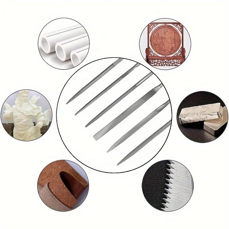 10 delar MiNi Nålfilsset - Högkolstål Precisionfiler med Halkfria Handtag för Trä, Plast & Modellbygge