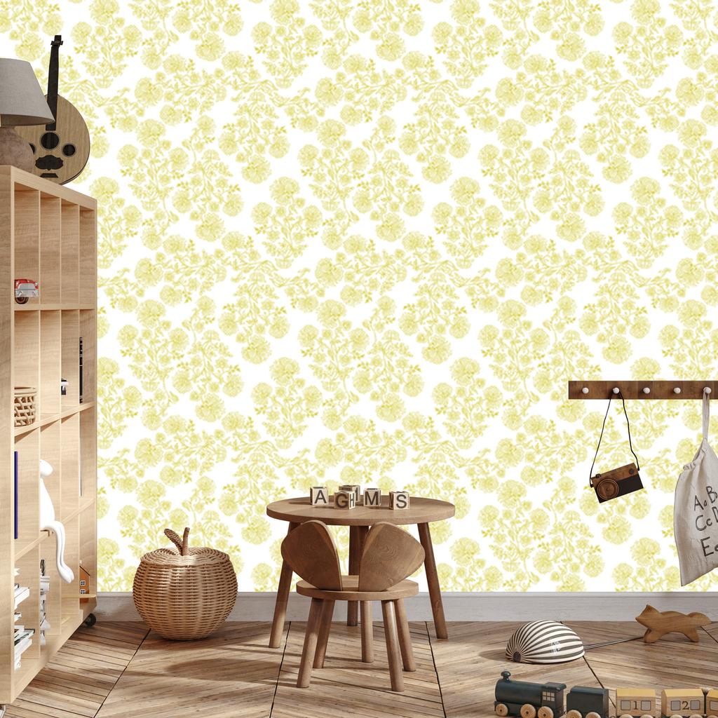 Wallpaper Flowers background cream, middle cream for Living Room and Bedroom 50x1000