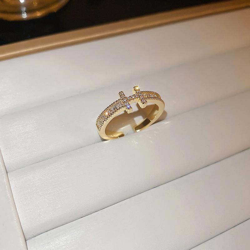 

Кольцо открытое с буквой H из циркона, модное французское кольцо для указательного пальца высокого класса, кольцо с темпераментом легкой роскоши для женщин