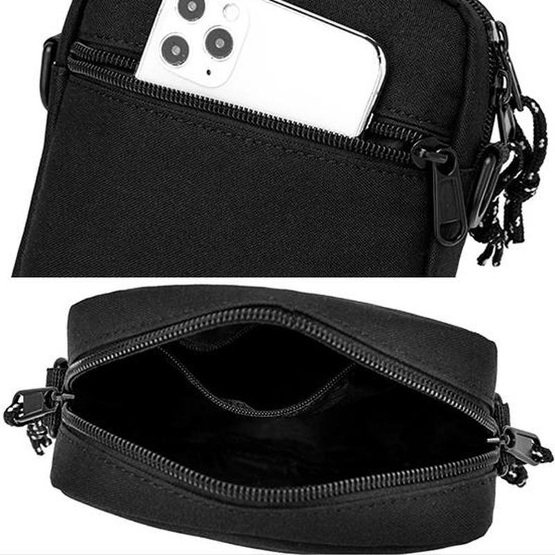 Black Men's Casual Diagonal Bag Simple Style Single Shoulder Mini Bag Lightweight Commuter Small Square Bag