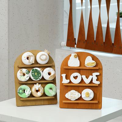 Round Arched Wooden Snack Stand Dessert Table Cake Stand Ornaments Mori Wedding Biscuit Rack Donut Display Stand