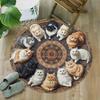 VIKAMA  Charming Kitten-Motif Vintage Round Rug Living Room, Study, Office Chair Round Mat Stylish Home Decor Rug