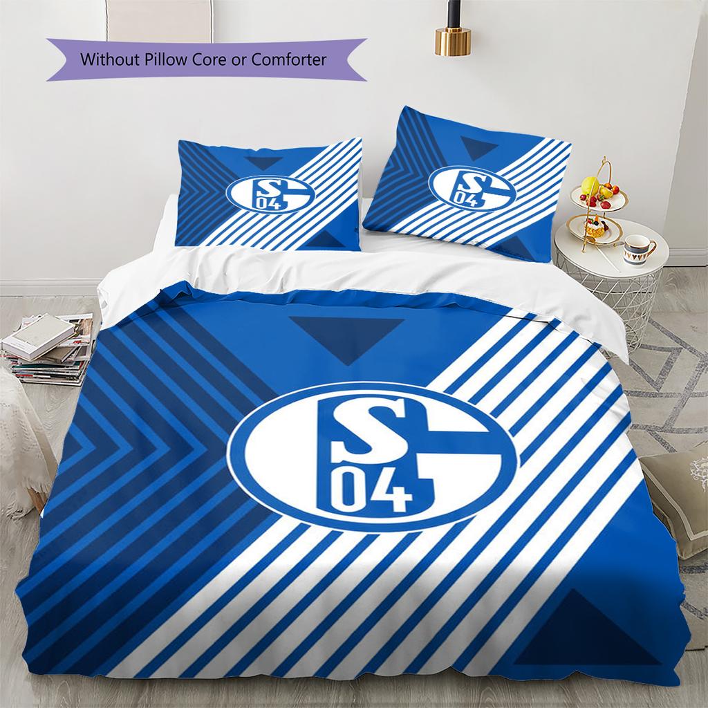 FC Schalke 04 Pattern Bedding Set Quilt Cover Pillowcase Home Decor Gift (1 * Duvet Cover + 2 * Pillowcase, Without Core)