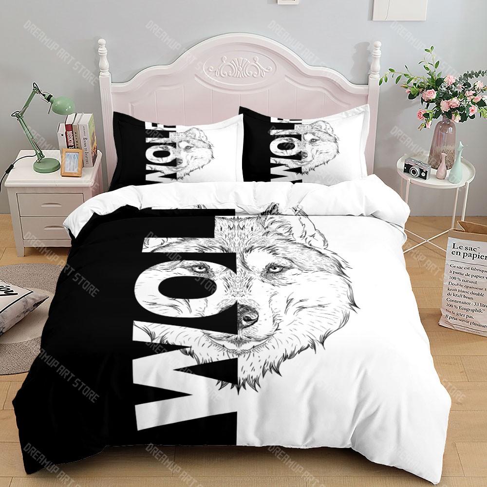 Digital Wolf Duvet_Doona Cover Set Single Twin Double Queen King Cal King Size Bed Linen Set