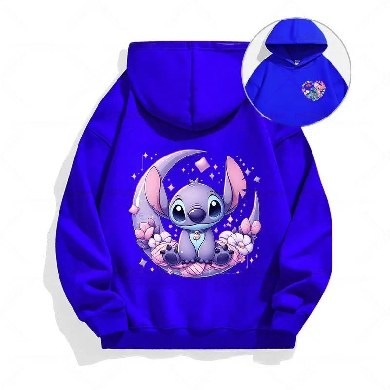 Autumn Disney Cool Stitch Print Children's Hoodies Fashion Casual Boys Girls Long Sleeved Sweatshirts Tops Kids Pullover