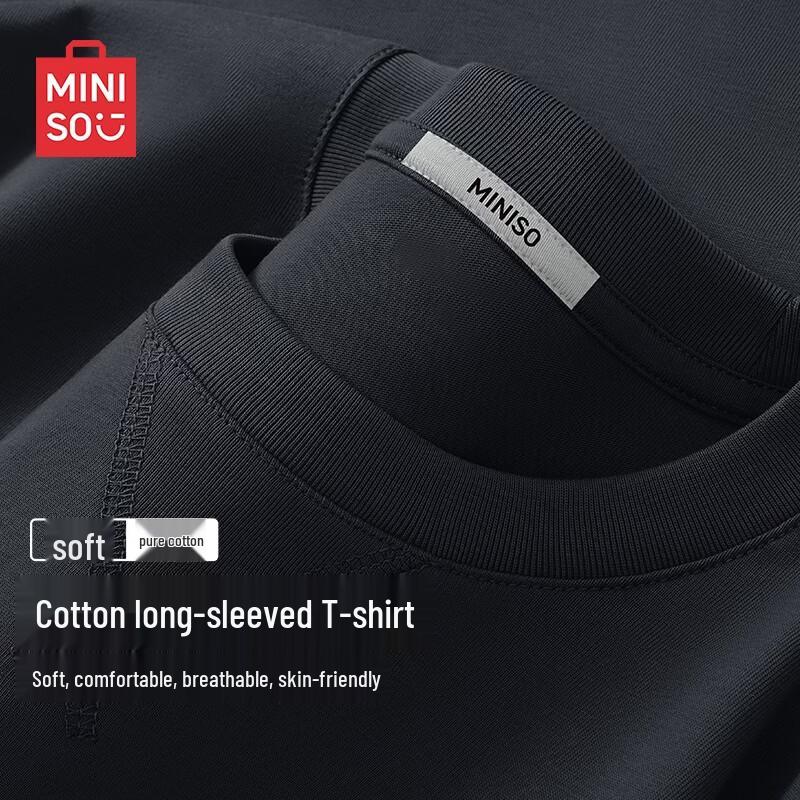 MINISO Men s Pure Cotton Triangle Slant Line Long Sleeve T-Shirt 3XL