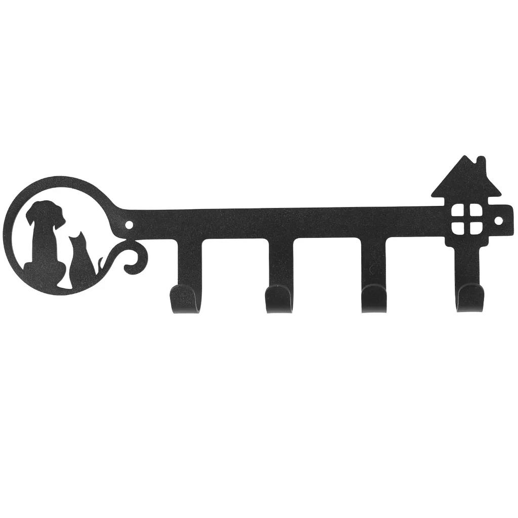 Key Holder with 4 Hooks for Decoration Wall-mounted Keys Stand Punching Installation Key Hanger Hook Keep Neat Iron Key Holder