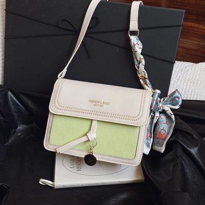 Popular Foreign Style Cream Small Square Bag New Fashion Niche Design Silk Scarf Shoulder Bag Fresh and Sweet Oblique Span Bag Women