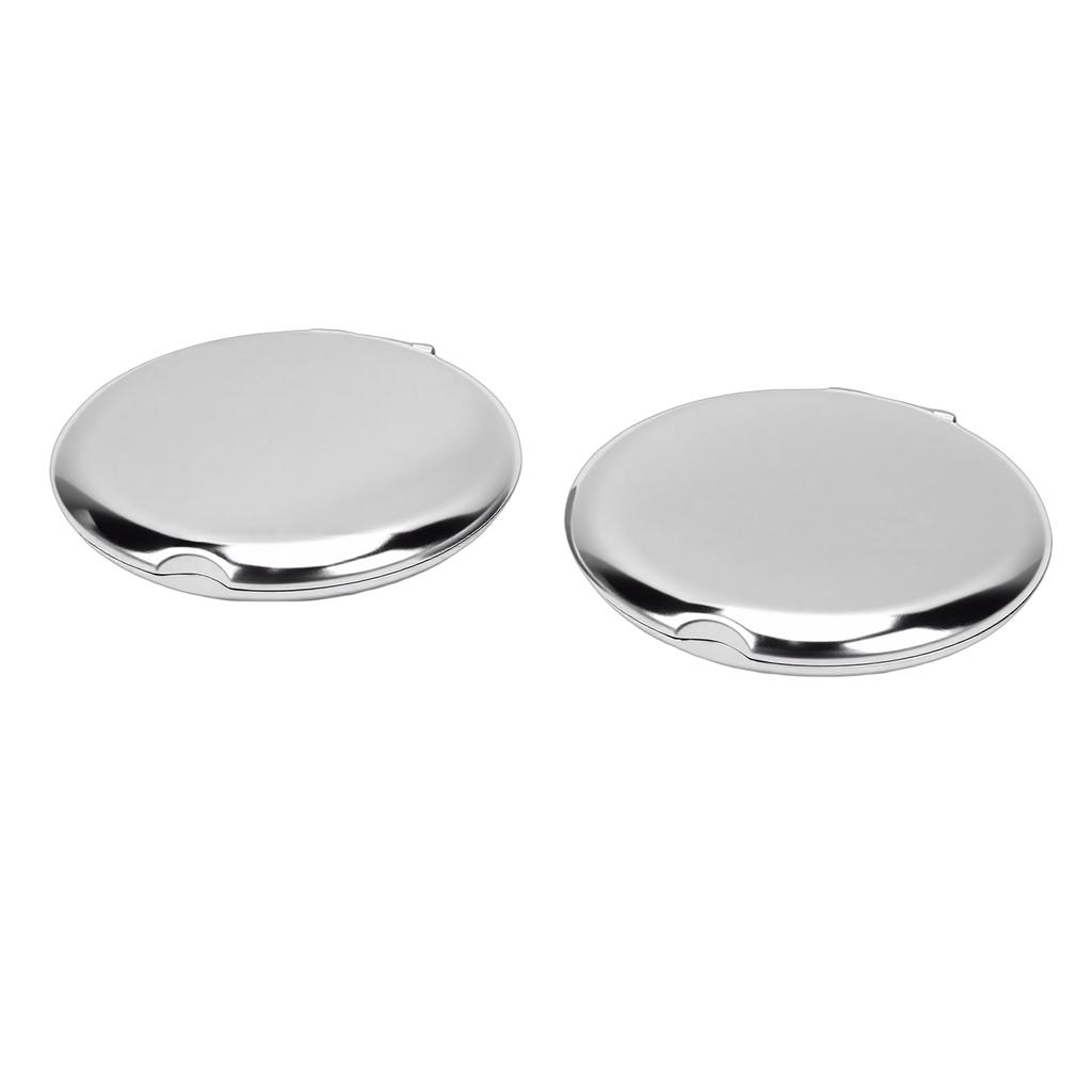 2pcs Stainless Steel Mirror Double Sided Portable Folding Unbreakable Makeup Mirror for Purse Pocket Round 2.6in