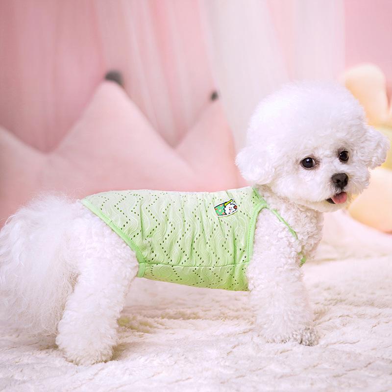 Breathable Mesh Embroidered Dog Vest - Summer Strappy Pet T-shirt