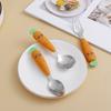3-piece creative cartoon carrot tableware set stainless steel children's fruit food supplement fork spoon short handle tableware