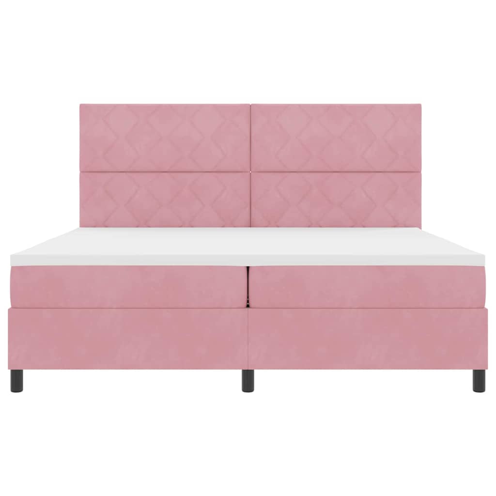 LED Boxspring Bed with Headboard Pink 200 X 200 Cm Velvet