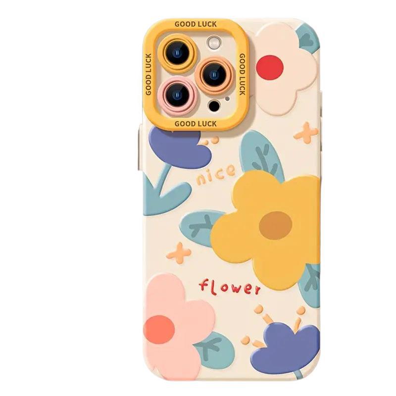 Summer new cartoon flower mobile phone case women's silicone mobile phone case is suitable for iPhone17/16/15
