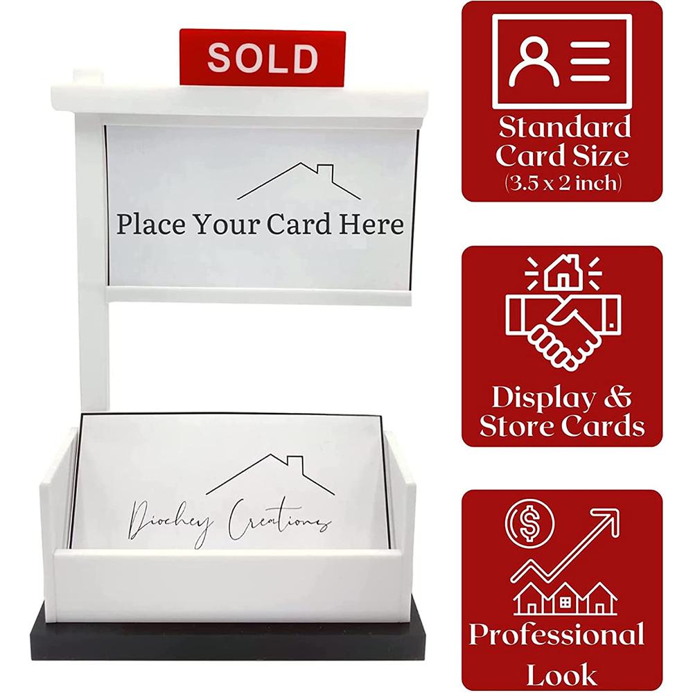 Real Estate Business Card Holder for Realtor Business Office Reception Tabletop