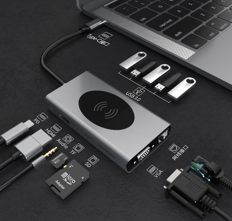 13 in 1 Usb 3.0 Type C Hub Multiport Dock Station With 4k Rj45 Tf Pd Charging Adapter Power Usb Hub
