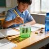 Dual Hole Pencil Sharpener With Geometric Design For Students And Office Use